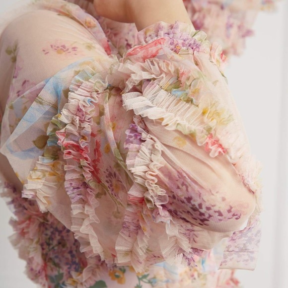 Needle & Thread Floral Diamond Ruffle Gown - Picture 5 of 8